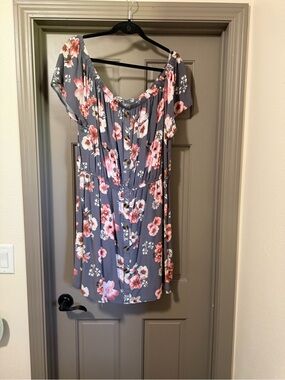 J for Justify Gray Pink Floral Mini Dress plus size 2x 3x